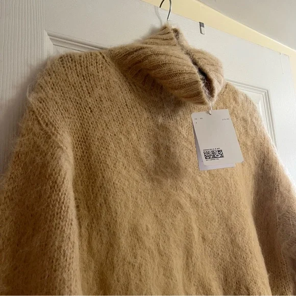NWT & Other Stories Mohair Turtleneck Sweater Tan - Picture 4 of 10